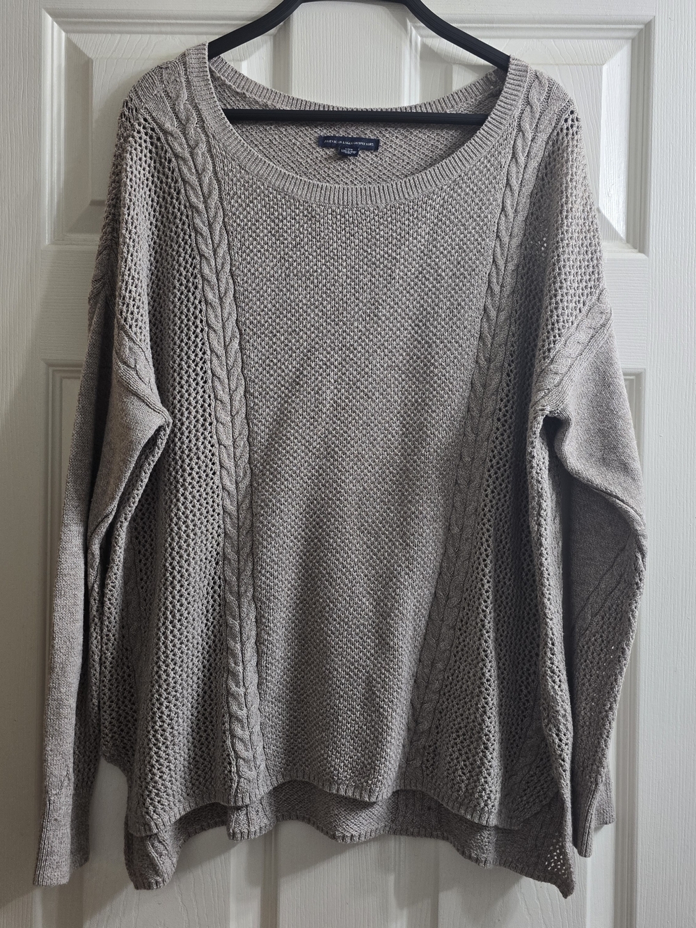 American Eagle Outfitters Brown Cable Scoop Neck Sweater